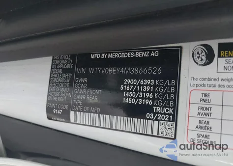 2021 Mercedes-Benz Metris from USA, damaged, VIN W1YV0BEY4M3866526